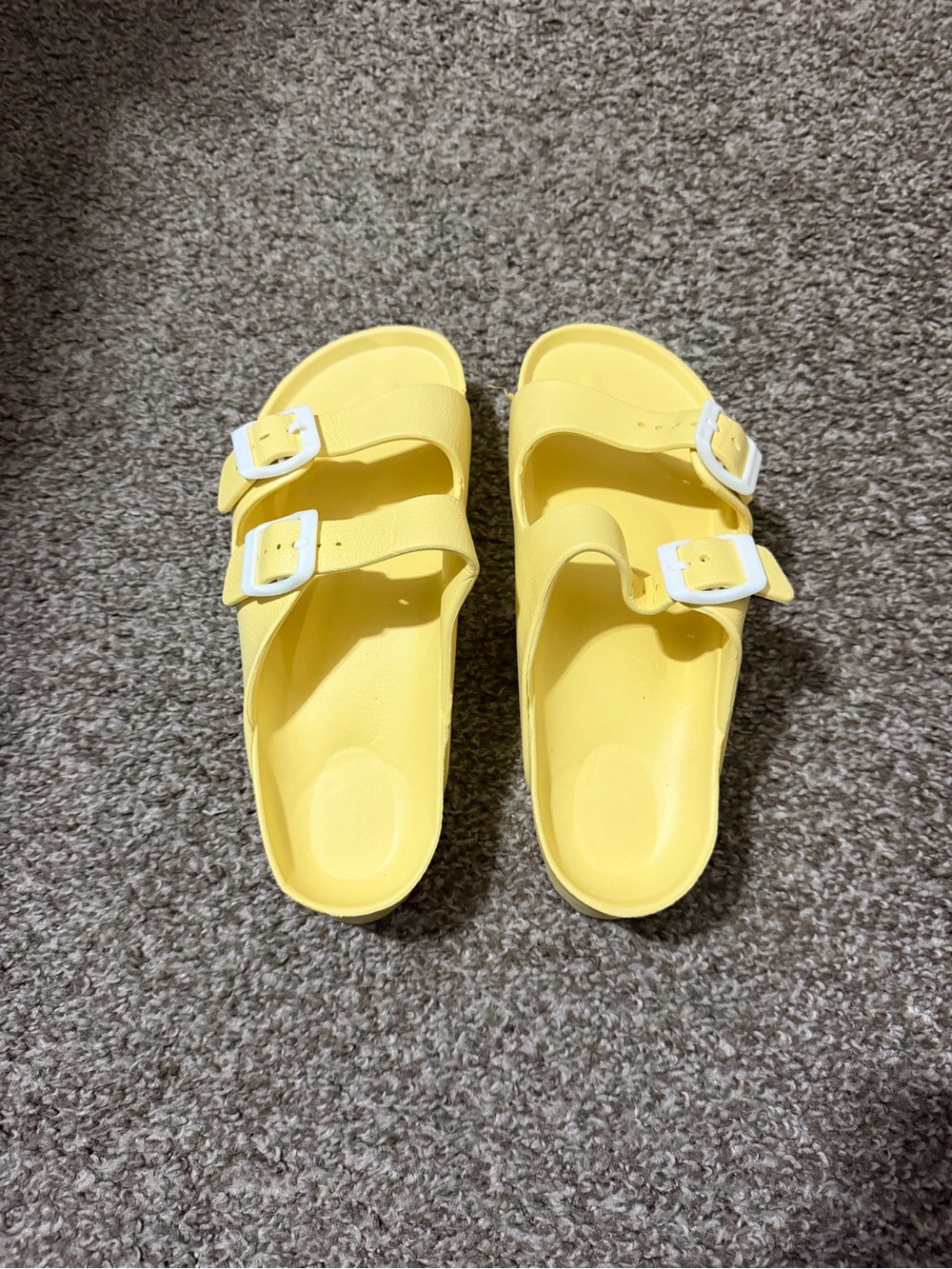 SHEIN Yellow Double-Buckle Platform Slide Sandals